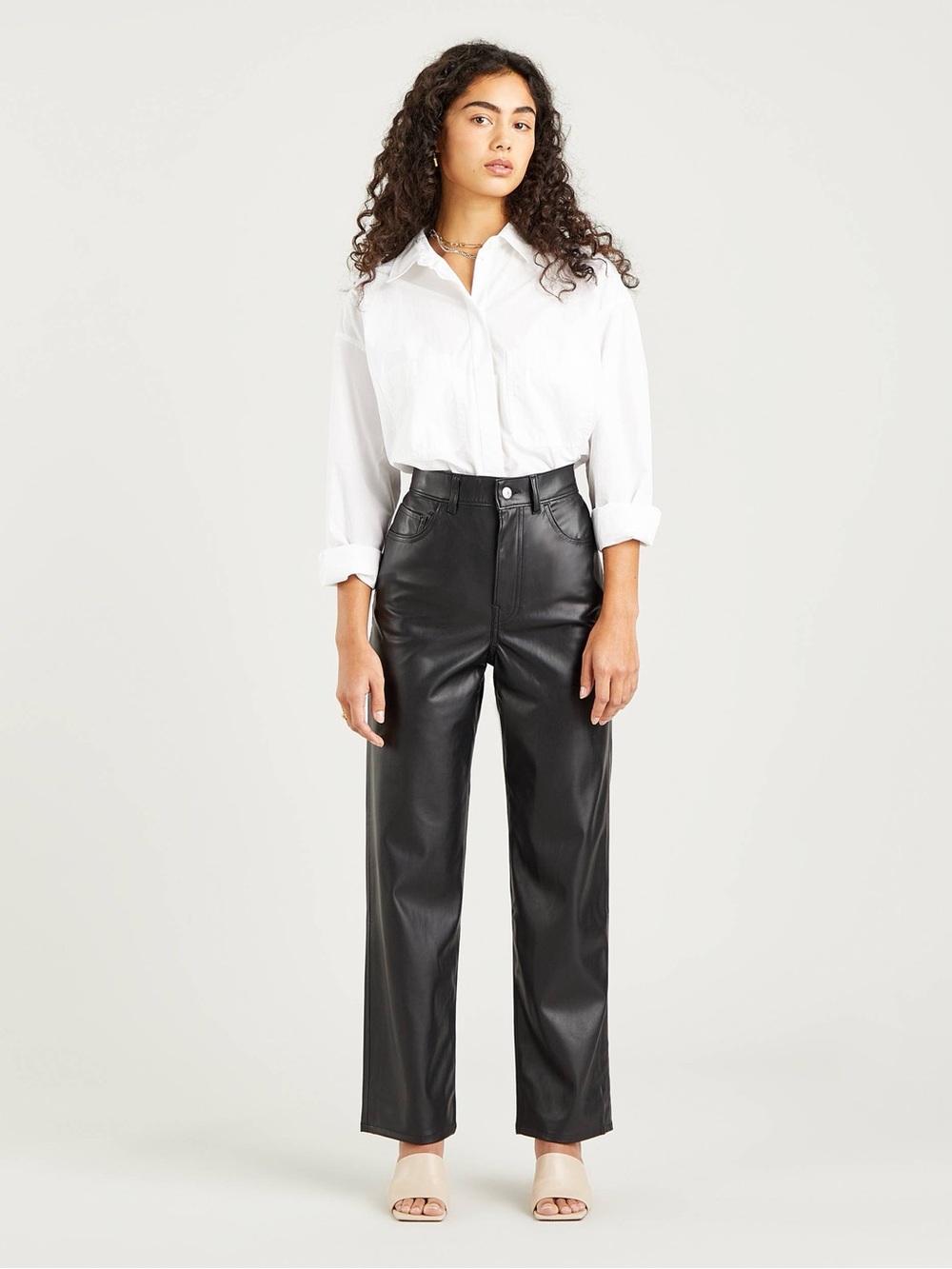 Levi's Faux Leather Ribcage Straight Leg Pants